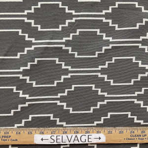 Salvador in Charcoal | Jacquard Upholstery Fabric | Southwest Geometric in Taupe / Off White | Medium Weight | 54" Wide | By the Yard