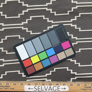 Salvador in Charcoal | Jacquard Upholstery Fabric | Southwest Geometric in Taupe / Off White | Medium Weight | 54" Wide | By the Yard