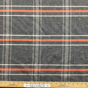 Crossley in Charcoal | Upholstery Fabric | Plaid in Dk Grey / Orange / Lt Grey | Medium Weight | 54 " Wide | Sold BTY