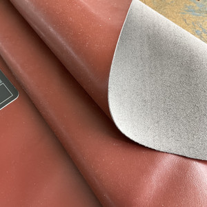 Leather in Brick Red | Faux Leather Vinyl Upholstery Fabric | Light Grain | Heavyweight | 54" Wide | By the Yard