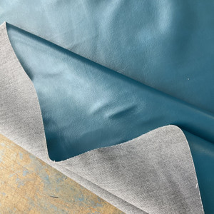 Tampa in Teal Blue | Faux Leather Vinyl Upholstery Fabric | Light Grain / Shiny | Thin and Workable | Richloom | 54" Wide | By the Yard