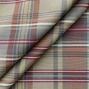 Arbor Garden in Sienna | Brown, Red, Camel  Plaid Upholstery Canvas Fabric | Home Decor | Slipcover | 54" Wide | Sold BTY