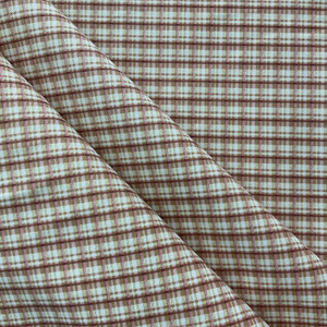 Cerbos in Papaya | Home Decor Fabric | Plaid in Pink / Brown / Off White | Felt-Backed | Medium Weight | 54" Wide | By the Yard