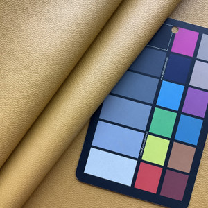 Langone in Mustard |   Gold Pebble Texture  Faux Leather Upholstery Vinyl Fabric |  Heavyweight | Indoor Furniture | Flannel Backed | P Kaufman | 54" Wide | Sold BTY