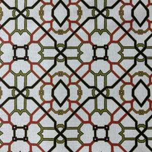 Lattice in Lime / Red / Black | Home Decor / Upholstery Fabric | 54" Wide | By the Yard