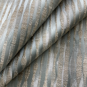 Wavy Textured Stripes in Pale Sage Green and Off White | Drapery / Light Upholstery | Medium Weight | 54" Wide | By the Yard