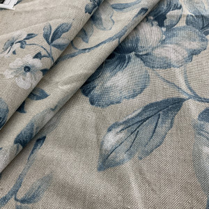 3.5 Yard Piece of Comersan Fabrics Granado Duck Blue And Beige | Lightweight Duck Fabric | Home Decor Fabric | 55" Wide