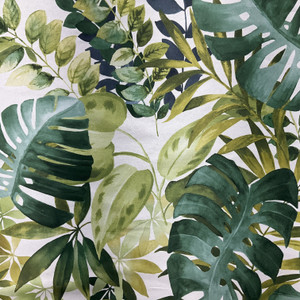 Panama in Tropical  | Green, Olive, Cram Tropical  Foliage  Allover Printed Duck Home Decor Fabric | Drapery |  Vilber | 100% Cotton |  54" Wide | Sold BTY