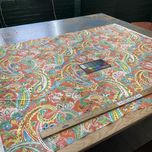 Kyra in Multi | Home Decor Fabric | Paisley Watercolor Orange / Blue / Green | Vilber | Medium Weight | 100% Cotton | 54" Wide | By the Yard