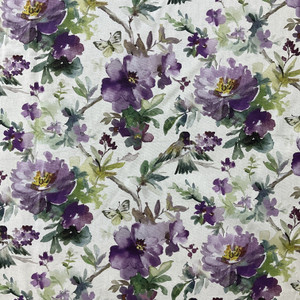 Peggy in Lilac | Home Decor Fabric | Watercolor Floral | Purple / Green | Vilber | Medium Weight | 100% Cotton | 54" Wide | By the Yard