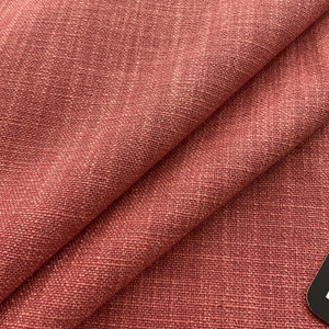 Australia in Pimento | Upholstery Fabric | Linen Like Slub Weave in Coral Red | Medium Weight | 80% Poly / 20% Linen | 54" Wide | By the Yard