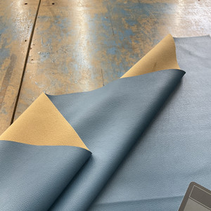 Caressa in Cerulean Blue | Faux Leather Vinyl Upholstery Fabric | Medium Grain | Felt-backed | Heavyweight | 54" Wide | By the Yard