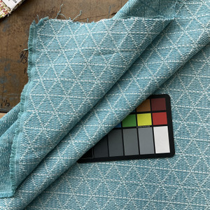 Kelsey in Aqua | Upholstery Fabric | Triangle Geometric in Sky Blue / White | Medium to Heavy | 54 " Wide  | Sold BTY