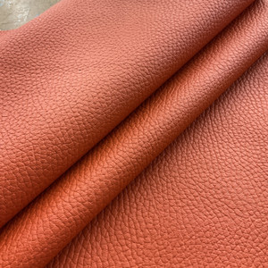 Laguna in Tangerine Orange | Faux Leather Vinyl Upholstery Fabric | Heavy Pebbled Grain |  Workable | 54" Wide | By the Yard