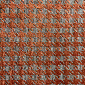 Deerstalker in Cinnabar | Orange Tan Houndstooth Chenille Upholstery Fabric | Midweight  Woven | Home Decor | 54" Wide | Sold BTY
