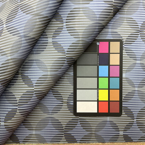 DeKalb in Ocean Blue  | Upholstery Vinyl Fabric | Geometric Design in Blue / Grey | High Performance  | Knit back | Heavyweight | 54 Inch WIde | Sold BTY