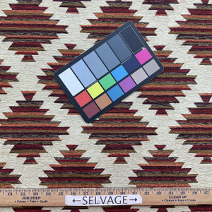 Mojave in Sienna | Jacquard Upholstery Fabric | Southwest Medallion in Orange / Red / Beige |  90% Polyester, 10% Acrylic | Heavy weight |  54" Wide | Sold BTY