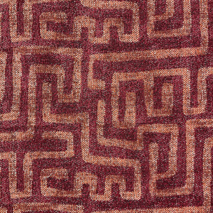 Kuba in Zinnia | Jacquard Upholstery Fabric | Maze Design in Red / Orange | Heavy Weight | 100% Polyester | 54" Wide | By the Yard