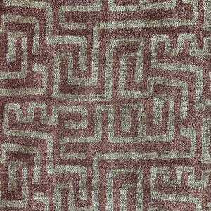 Kuba in Russet | Jacquard Upholstery Fabric | Maze Design in Brick Red / Brown | Heavy Weight | 100% Polyester | 54" Wide | By the Yard