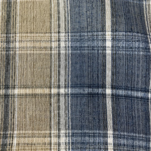Harrison in Denim | Upholstery Fabric | Plaid in Blue / Tan / Off White | Medium Weight |  | 54" Wide | By the Yard