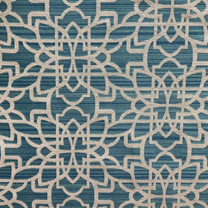 Simone in Mineral | Jacquard Upholstery Fabric | Scrollwork in Teal / Brown | Medium Weight | 54" Wide | By the Yard