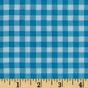 2 Yard Piece of Oilcloth Gingham Sky Blue | Heavyweight Oilcloth Fabric | Home Decor Fabric | 47" Wide