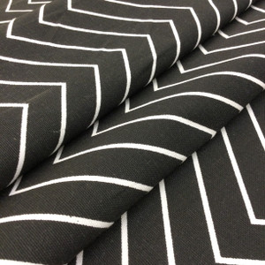0.75 Yard Piece of Skinny Chevron | Black and White | Medium Weight Home Decor Fabric | Curtains / Slipcovers | 54" Wide | By the Yard