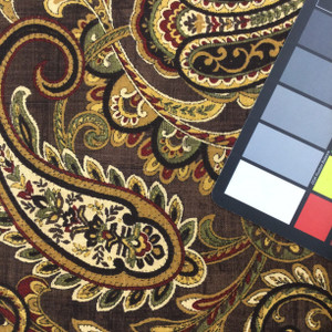 1.5 Yard Piece of Paisley in Brown / Gold / Red / Green  | Home Decor Fabric |  Cotton | 54" Wide | By the Yard