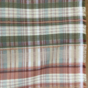1.25 Yard Piece of Vintage Plaid in Rose Pink, Green, and Off White | Drapery / Upholstery / Slipcover Fabric | 54" Wide | By the Yard