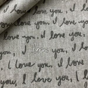 P.KAUFMAN ILOVEYOU In Color NATURAL Printed home Decor Fabric | By the Yard
