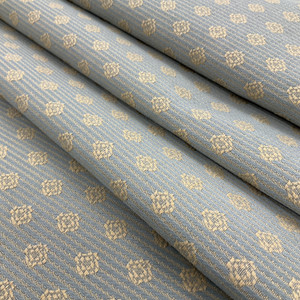 2.5 Yard Piece of Soft Yellow / Blue Floral Stripes | Upholstery Fabric | 54" Wide | By the Yard