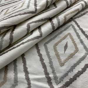 2 Yard Piece of Shalin Multi Diamond Embroidered Woven Stone | Medium Weight Woven Fabric | Home Decor Fabric | 53" Wide