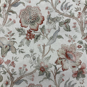 Vintage Duck Document | Home Decor Fabric | Floral Branches in Natural / Red / Green | 54" Wide | P Kaufmann | Medium Weight | By the Yard