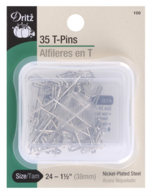 35 ct. T-Pins Nickel Plated Steel | Size 24 | 1.5" | 38mm | Dritz | Sewing Notions
