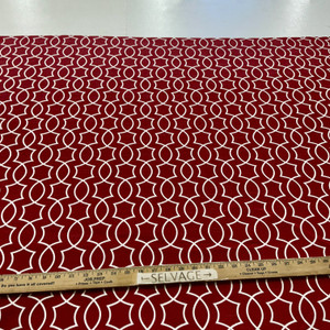 Titan in Cherry | Outdoor Waterproof Upholstery Fabric | Scrollwork in Red and White | Europatex | 60" Wide | By the Yard