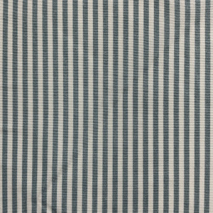 Mallory in Sea | Drapery Fabric | Blue and White Thin Stripes | 100% Polyester | 54" Wide | Medium Weight | By the Yard