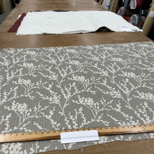 Edalene in Smoke | Upholstery / Drapery Fabric | Leafy Branch Design in Grey / Off White | Swavelle | 54" Wide | By the Yard