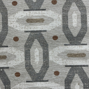 Caile in Stoneware | Upholstery Fabric | Modern Geometric in Grey / Beige / Orange | Richloom | Heavy Weight | 54" Wide | BTY