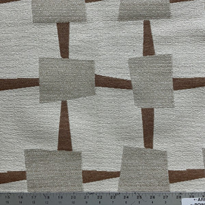 Charger in Nutmeg | Upholstery Fabric | Modern Geometric in Off White / Beige / Brick | Richloom | Heavy Weight | 54" Wide | BTY
