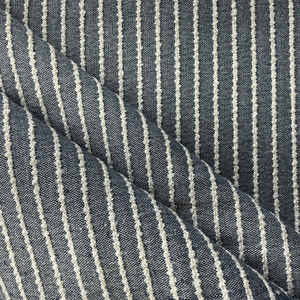 Pomodoro in Champbray | Upholstery Fabric | Textured Stripes in Navy Blue / White | Richloom | Heavyweight | 54" Wide | By the Yard