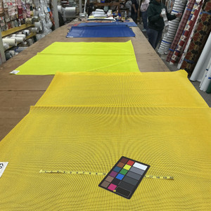 Yellow 9 x 9 Vinyl Mesh | Windscreen, Safety Fencing, Gym Dividers, Awning Drop Shades | Bruin Plastics | 62" Wide | By the Yard