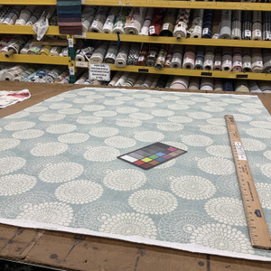 2 Yard Piece of Modern Floral Home Decor Fabric | Light Teal / Off White | Curtains / Light Upholstery | 100% Cotton | 54" Wide | By the Yard | PKL Studios "Pasadena" in Fog