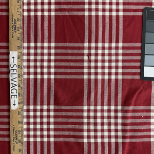 3.625 Yard Piece of Faulkner in Flame | Upholstery / Drapery Fabric | Plaid in Red / White | Medium Weight | 54" Wide | By the Yard
