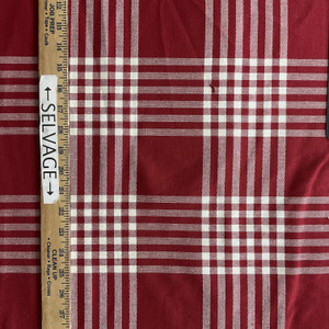 3.625 Yard Piece of Faulkner in Flame | Upholstery / Drapery Fabric | Plaid in Red / White | Medium Weight | 54" Wide | By the Yard