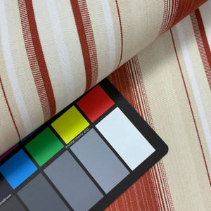 Recacril Striped Rust Orange / Beige / Off White | Waterproof Awning & Marine Canvas | 100% Solution Dyed Acrylic | 47" Wide | By the Yard