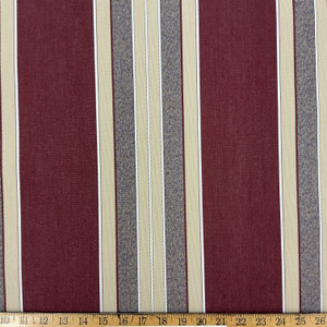 Recacril Bara Stripe R-430 Burgundy Red / Tan / Green / Blue / White | Waterproof Awning & Marine Canvas | 100% Solution Dyed Acrylic | 47" Wide | By the Yard