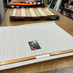 Recacril Vibration Stripe Beige / White  | Waterproof Awning & Marine Canvas | 100% Solution Dyed Acrylic | 47" Wide | By the Yard