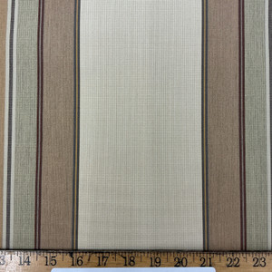 Recacril Striped Brown / Green / Mustard  | Waterproof Awning & Marine Canvas | 100% Solution Dyed Acrylic | 47" Wide | By the Yard