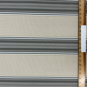 Recacril Altaful Stripe R-924 Beige / White / Grey / Burgundy | Waterproof Awning & Marine Canvas | 100% Solution Dyed Acrylic | 47" Wide | By the Yard