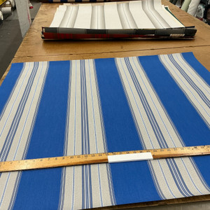 Recacril Tona Stripe R-445 Blue / Grey / White  | Waterproof Awning & Marine Canvas | 100% Solution Dyed Acrylic | 47" Wide | By the Yard